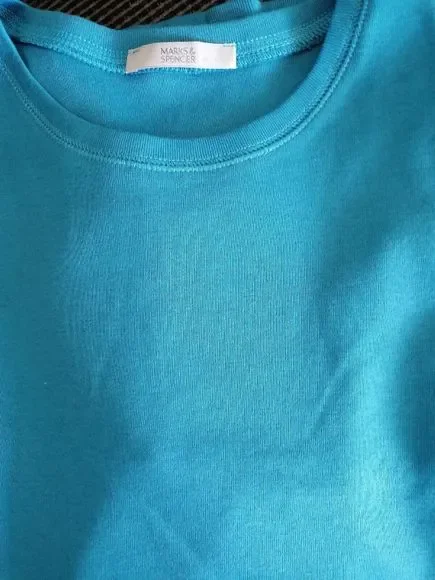 M&S Womens T Shirt Size 20 Teal Blue Short Sleeves New 100% Cotton - Picture 6 of 6
